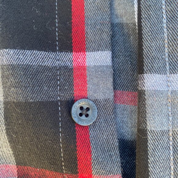 US POLO ASSN Long Sleeve Navy Flannel Men's Shirt Black Red Plaid XL Button Down - Picture 4 of 8